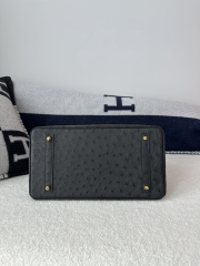 Birkin 35cm Touch Klein Karoo South African Ostrich Leather & Shiny Alligator Crocodile CC89 Noir Black Gold Hardware