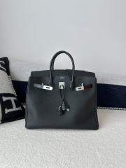 Birkin 35cm Touch Matte Alligator Crocodile & Togo Calfskin Leather CK89 Noir Black Silver Hardware
