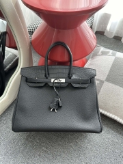 Birkin 35cm Touch Matte Alligator Crocodile & Togo Calfskin Leather CK89 Noir Black Silver Hardware
