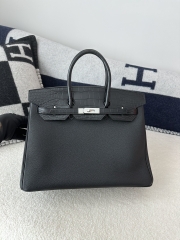 Birkin 35cm Touch Matte Alligator Crocodile & Togo Calfskin Leather CK89 Noir Black Silver Hardware
