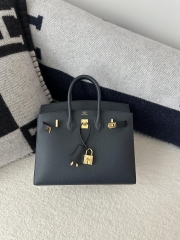 Birkin 25cm Epsom Textured Calfskin Leather 2Z Blue Nuit Midnight Blue Gold Hardware