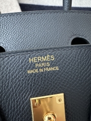 Birkin 25cm Epsom Textured Calfskin Leather 2Z Blue Nuit Midnight Blue Gold Hardware