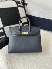 Birkin 25cm Epsom Textured Calfskin Leather 2Z Blue Nuit Midnight Blue Gold Hardware