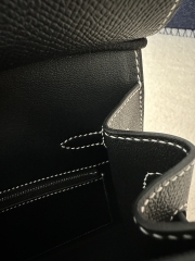 Birkin 25cm Epsom Textured Calfskin Leather CK89 Noir Black Silver Hardware White Stitching Horseshoe Logo