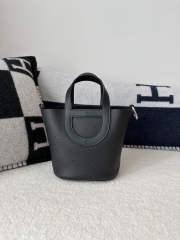 Picotin Lock II 18cm, In The Loop, Imported Clemence & Swift Leather, CK89 Noir Black with Silver Hardware.