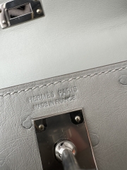 Kelly Mini II Klein Karoo South African Ostrich Leather 80 Pearl Grey Silver Hardware