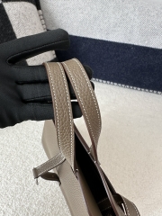 Halzan 25cm, Imported Clemence Leather, CC18 Etoupe Grey with Silver Hardware.