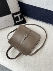 Halzan 25cm, Imported Clemence Leather, CC18 Etoupe Grey with Silver Hardware.