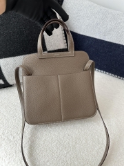Halzan 25cm, Imported Clemence Leather, CC18 Etoupe Grey with Silver Hardware.