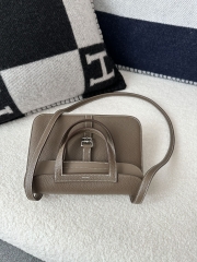 Halzan 25cm, Imported Clemence Leather, CC18 Etoupe Grey with Silver Hardware.