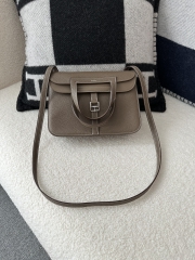 Halzan 25cm, Imported Clemence Leather, CC18 Etoupe Grey with Silver Hardware.