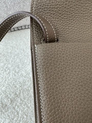 Halzan 25cm, Imported Clemence Leather, CC18 Etoupe Grey with Silver Hardware.