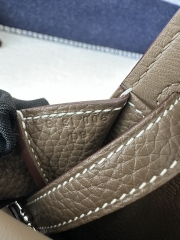 Halzan 25cm, Imported Clemence Leather, CC18 Etoupe Grey with Silver Hardware.