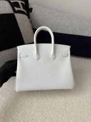 Birkin 25cm, Imported Togo Calfskin, 01 Blanc Pure White with Silver Hardware.