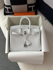 Birkin 25cm, Imported Togo Calfskin, 01 Blanc Pure White with Silver Hardware.