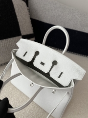 Birkin 25cm, Imported Togo Calfskin, 01 Blanc Pure White with Silver Hardware.
