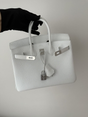 Birkin 25cm, Imported Togo Calfskin, 01 Blanc Pure White with Silver Hardware.