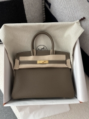 Birkin 30cm, Imported Togo Calfskin, CC18 Etoupe Grey with Gold Hardware.