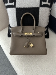 Birkin 30cm, Imported Togo Calfskin, CC18 Etoupe Grey with Gold Hardware.