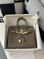 Birkin 30cm, Imported Togo Calfskin, CC18 Etoupe Grey with Gold Hardware.