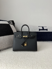 Birkin 25cm, External Stitching, Imported Epsom Leather, CC89 Noir Black with Gold Hardware.