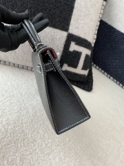 Kelly Mini II, Imported Chevre Goat Leather, CK89 Noir Black & Q5 Rouge Casaque Red with Silver Hardware.