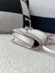 Constance 18cm, Himalaya Crocodile, Imported Premium Leather, 01 Himalaya with Silver Hardware, 