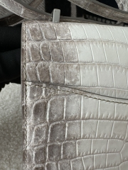 Constance 18cm, Himalaya Crocodile, Imported Premium Leather, 01 Himalaya with Silver Hardware, 