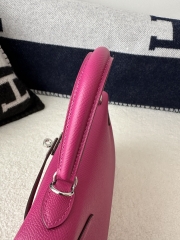 Kelly 25cm, Imported Epsom Grained Leather, L3 Rose Purple with Silver Hardware.