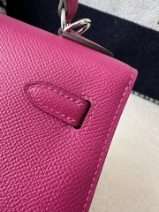 Kelly 25cm, Imported Epsom Grained Leather, L3 Rose Purple with Silver Hardware.