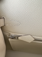 Kelly 25cm, Imported Epsom Grained Leather, CK10 Craie Milk White with Silver Hardware.
