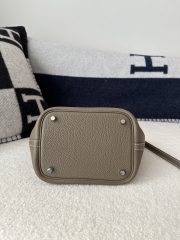 Picotin Lock 18cm, Imported Clemence Leather, CK18 Etoupe Grey with Silver Hardware.