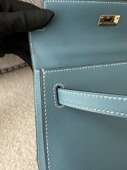 Kelly Pochette I 22cm, Imported Swift Calfskin, D2 New Bleu Jean with Gold Hardware.