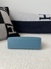 Kelly Pochette I 22cm, Imported Swift Calfskin, D2 New Bleu Jean with Gold Hardware.