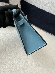 Kelly Pochette I 22cm, Imported Swift Calfskin, D2 New Bleu Jean with Gold Hardware.