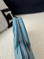 Mini Bolide, Imported Evercolor Leather, D2 New Bleu Jean with Silver Hardware.