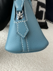 Mini Bolide, Imported Evercolor Leather, D2 New Bleu Jean with Silver Hardware.