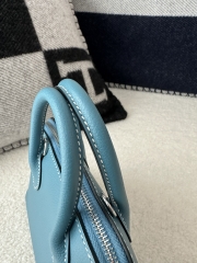 Mini Bolide, Imported Evercolor Leather, D2 New Bleu Jean with Silver Hardware.