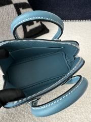 Mini Bolide, Imported Evercolor Leather, D2 New Bleu Jean with Silver Hardware.
