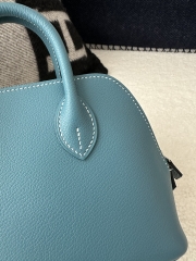 Mini Bolide, Imported Evercolor Leather, D2 New Bleu Jean with Silver Hardware.