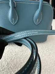 Mini Bolide, Imported Evercolor Leather, D2 New Bleu Jean with Silver Hardware.