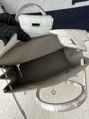 Birkin 25cm, Matte Himalaya Crocodile, Imported HCP Leather, 01 Himalaya with Silver Hardware, 
