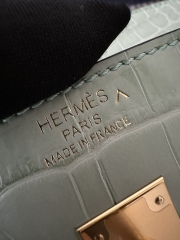 Birkin 25cm, Matte Porosus Crocodile, Imported HCP Leather, 6U Vert Deau Mint Green with Gold Hardware.