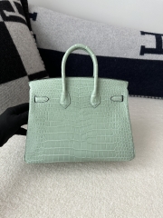Birkin 25cm, Matte Porosus Crocodile, Imported HCP Leather, 6U Vert Deau Mint Green with Gold Hardware.