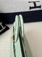 Birkin 25cm, Matte Porosus Crocodile, Imported HCP Leather, 6U Vert Deau Mint Green with Gold Hardware.