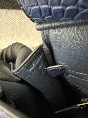 Birkin 25cm, Imported Matte Alligator Leather, CC73 Bleu Saphir with Gold Hardware.