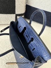 Birkin 25cm, Imported Matte Alligator Leather, CC73 Bleu Saphir with Gold Hardware.