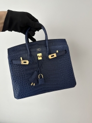Birkin 25cm, Imported Matte Alligator Leather, CC73 Bleu Saphir with Gold Hardware.