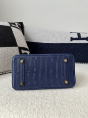 Birkin 25cm, Imported Matte Alligator Leather, CC73 Bleu Saphir with Gold Hardware.