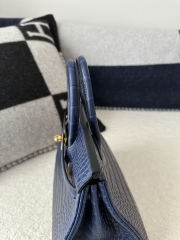 Birkin 25cm, Imported Matte Alligator Leather, CC73 Bleu Saphir with Gold Hardware.